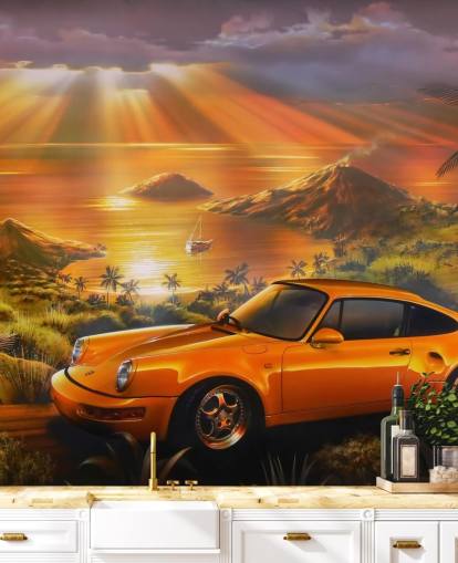 Papel de parede Carro, Costa e Pôr do Sol