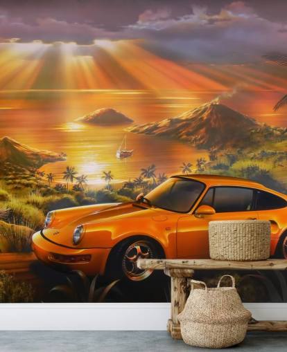 Papel pintado Coche, costa y puesta de sol Papel pintado Coche, costa y puesta de sol