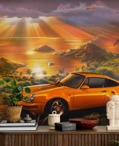 Papel pintado Coche, costa y puesta de sol Papel pintado Coche, costa y puesta de sol