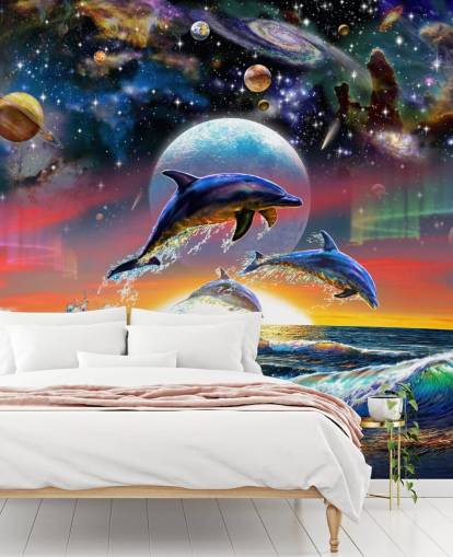 Dolphins in Universe Wall Mural Dolphins in Universe Wall Mural