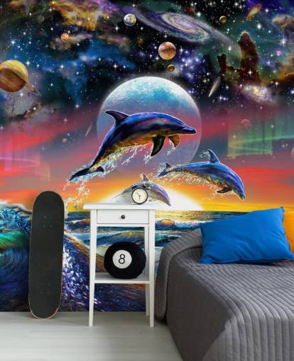 Dolphins in Universe Wall Mural Dolphins in Universe Wall Mural