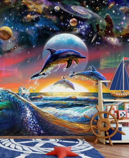 Dolphins in Universe Wall Mural Dolphins in Universe Wall Mural