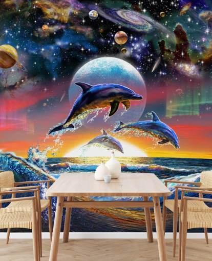 Dolphins in Universe Wall Mural Dolphins in Universe Wall Mural