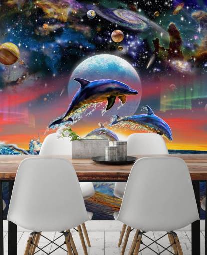 Dolphins in Universe Wall Mural Dolphins in Universe Wall Mural