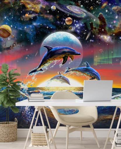 Dolphins in Universe Wall Mural Dolphins in Universe Wall Mural