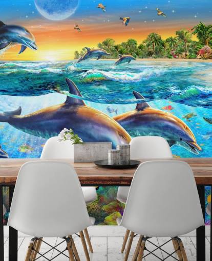Papier Peint Dauphin et Sealife Papier Peint Dauphin et Sealife