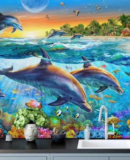Papier Peint Dauphin et Sealife