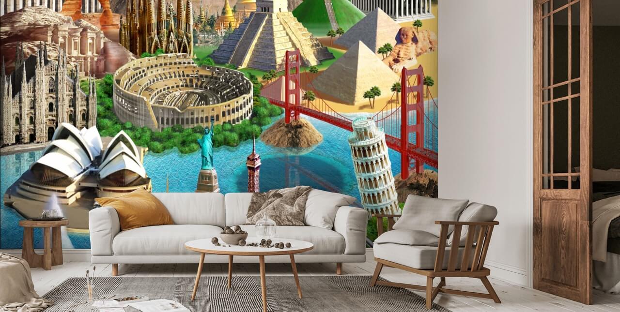 Wonders Of The World Muurschildering | Wallsauce NL