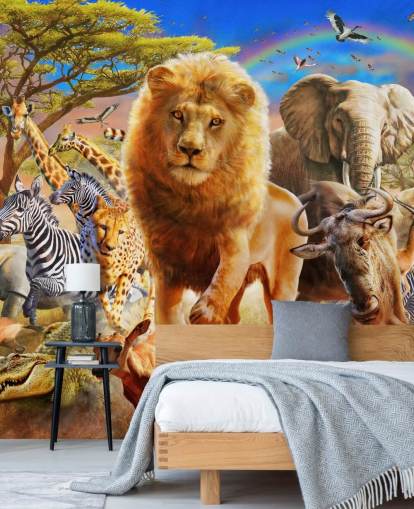 African Animal Stampede Mural 