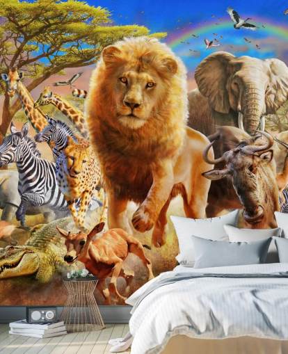 African Animal Stampede Mural 