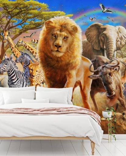African Animal Stampede Mural 