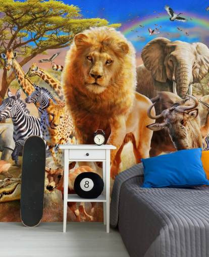 African Animal Stampede Mural 