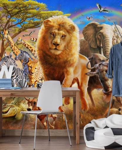 African Animal Stampede Mural African Animal Stampede Mural