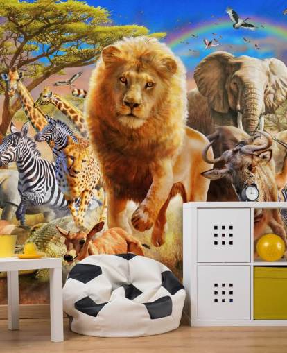 Mural de Stampede Animal Africano 