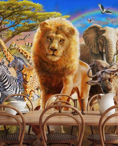 African Animal Stampede Mural African Animal Stampede Mural