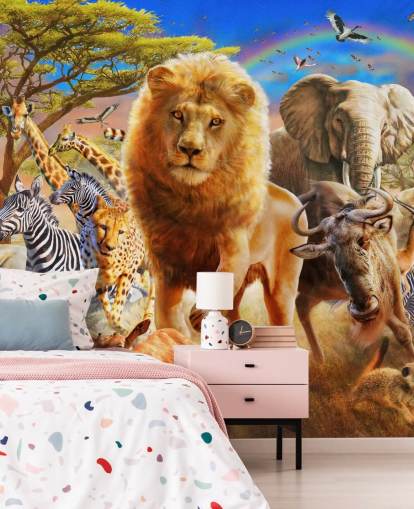 Afrikkalainen Animal Stampede Mural 