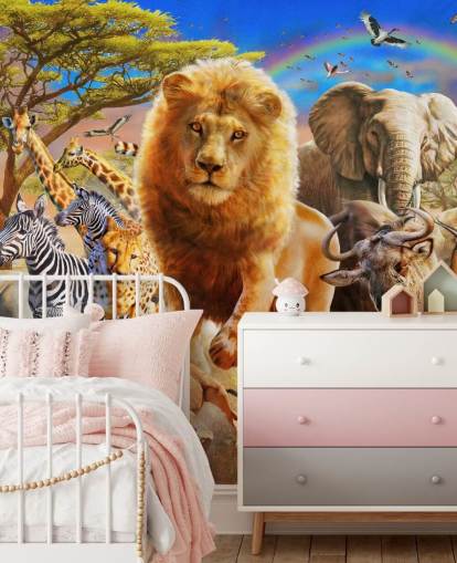 African Animal Stampede Mural 