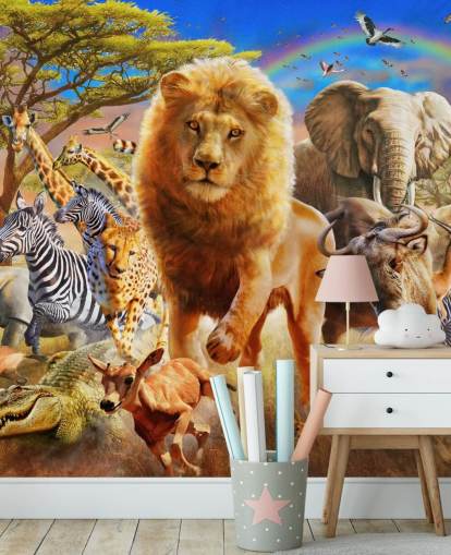 Mural de Stampede Animal Africano 