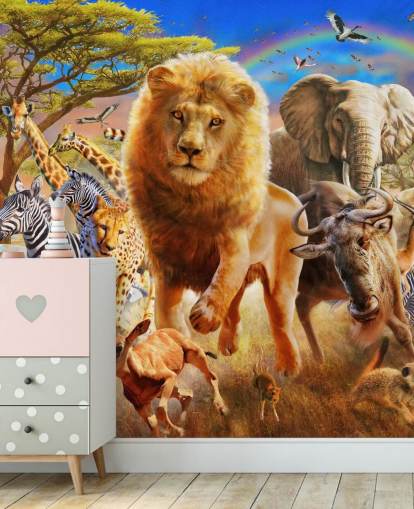 African Animal Stampede Mural 