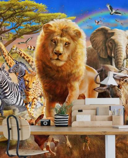 African Animal Stampede Mural African Animal Stampede Mural