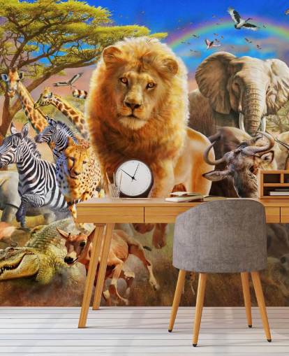 Afrikaanse dieren Stampede Muurschildering 