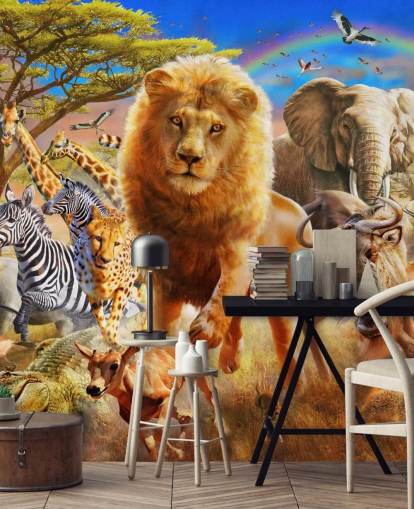 African Animal Stampede Mural African Animal Stampede Mural