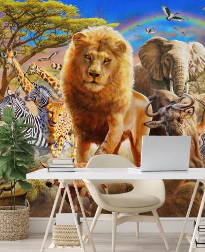 African Animal Stampede Mural 