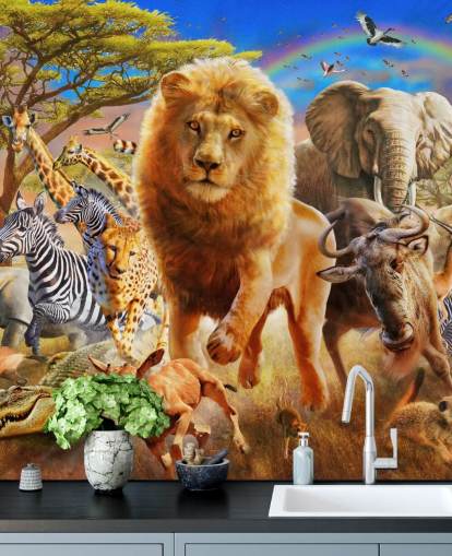 African Animal Stampede Mural 