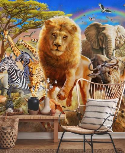 African Animal Stampede Mural 