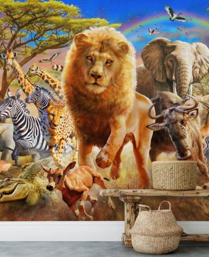 Afrikaanse dieren Stampede Muurschildering 