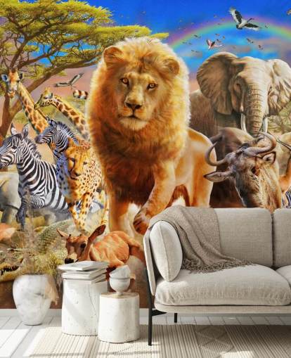 African Animal Stampede Mural 
