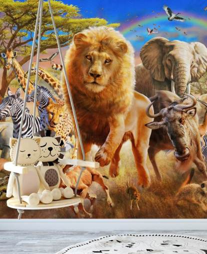 African Animal Stampede Mural African Animal Stampede Mural