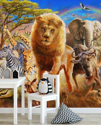 African Animal Stampede Mural 