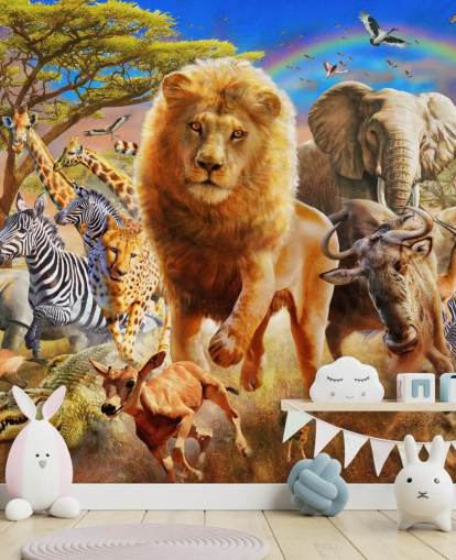 African Animal Stampede Mural 