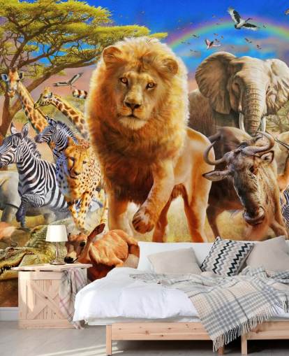 African Animal Stampede Mural 