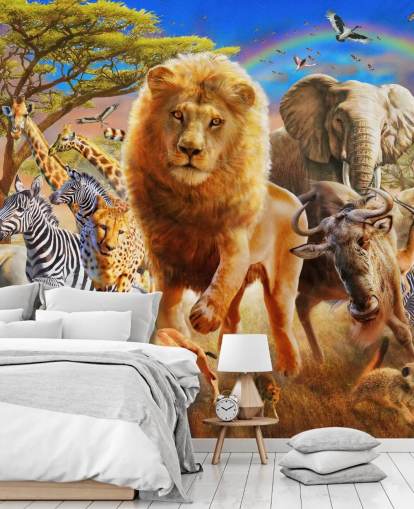 African Animal Stampede Mural African Animal Stampede Mural
