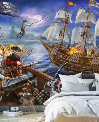 Papel pintado ilustrado de Pirate Battle