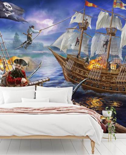 Illustrerad Pirate Battle Bakgrund Illustrerad Pirate Battle Bakgrund