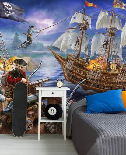 Carta da parati illustrata Pirate Battle