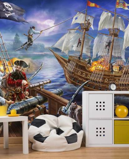 Papier peint Illustrated Pirate Battle