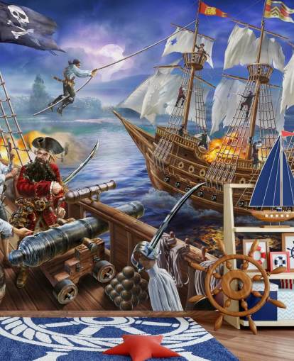 Illustreret Pirate Battle Baggrund