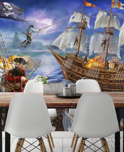 Illustrated Pirate Battle Wallpaper