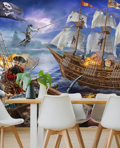 Papel pintado ilustrado de Pirate Battle