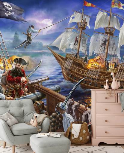 Illustrated Pirate Battle Wallpaper
