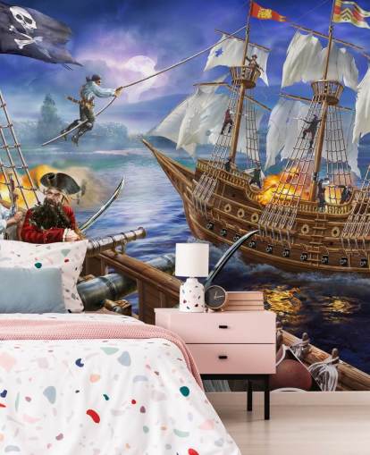 Carta da parati illustrata Pirate Battle