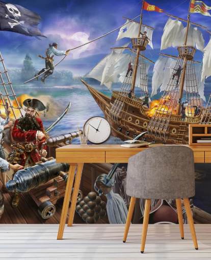 Papel pintado ilustrado de Pirate Battle