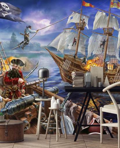 Papel pintado ilustrado de Pirate Battle