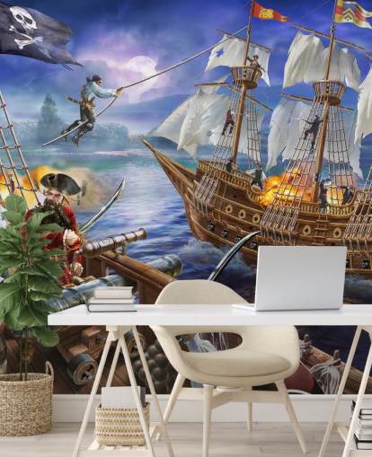 Papel pintado ilustrado de Pirate Battle