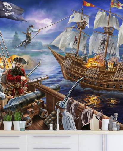 Papel de parede ilustrado de Pirate Battle