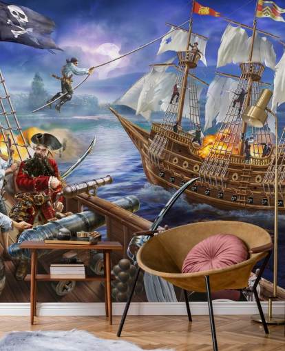 Illustrated Pirate Battle Wallpaper